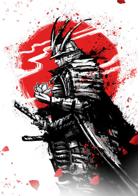 Samurai in armor and helmet Wall Art