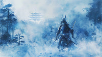 Samurai misty winter forest Wall Art