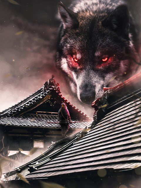 Samurai vs Wolf Wall Art