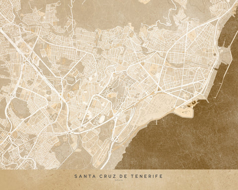 Santa Cruz De Tenerife Map Wall Art