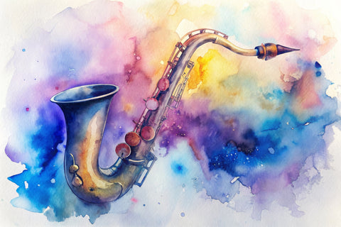 Saxophone Watercolor Wall Art