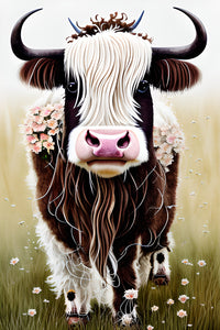 Shabby Chic Highland Cow Wall Art