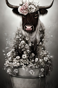 Shabby Highland Cow Wall Art