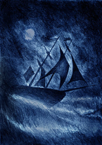 Ship on the Storm Waves Wall Art
