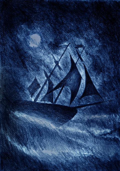 Ship on the Storm Waves Wall Art