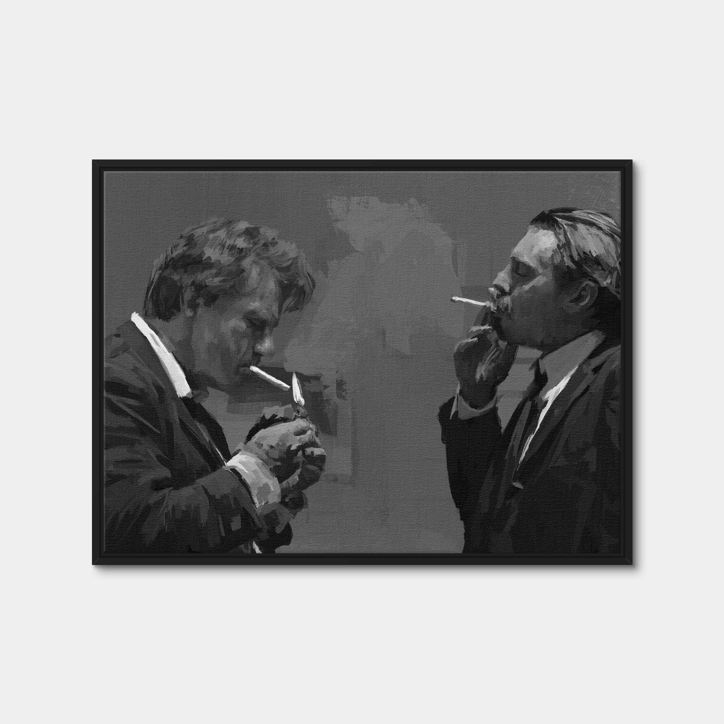 AUTO-MOCKUP WHITE | Smoking Dogs | 1 Piece | Black Framed Canvas | group=4x3