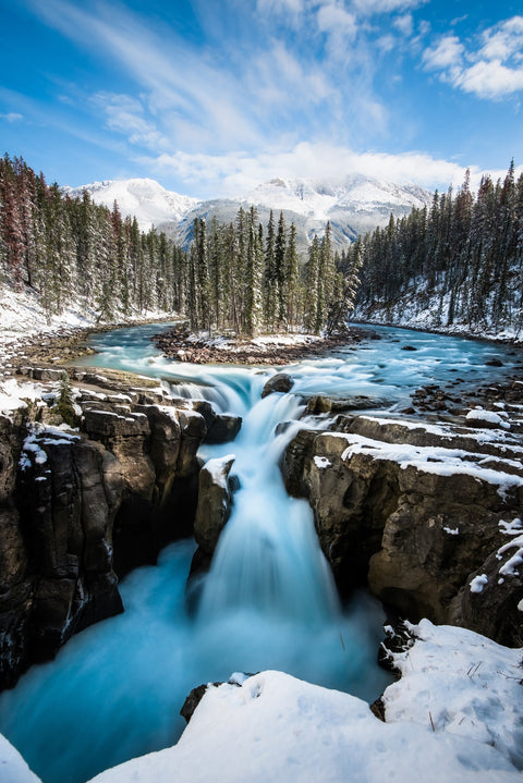 Snowy Sunwapta Falls Wall Art