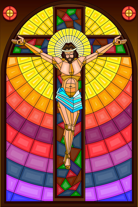 Stained Glass Crucifixion Wall Art