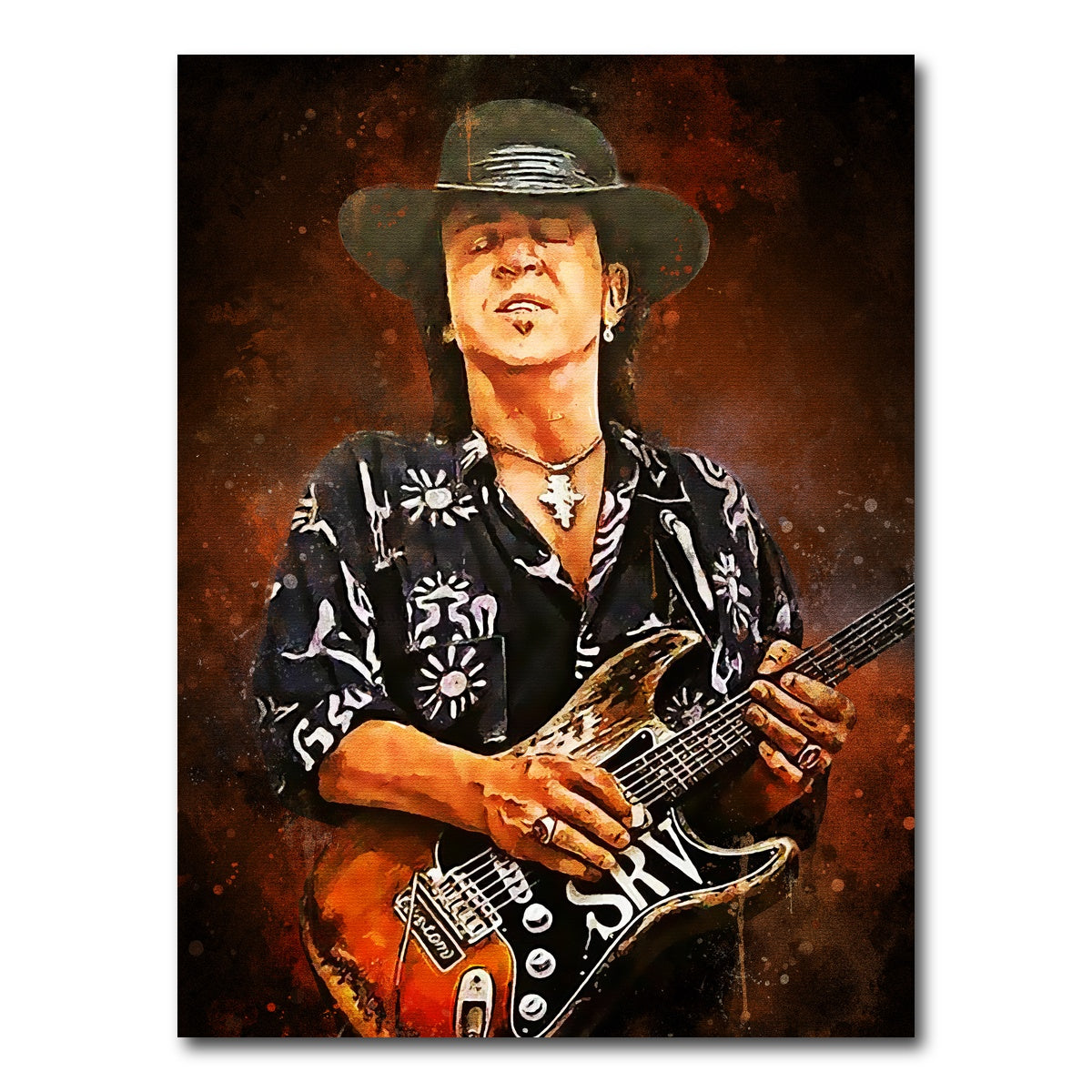 AUTO-MOCKUP WHITE | Stevie Ray Vaughan Painting | 1 Piece | Gallery Wrap Canvas | group=3x4