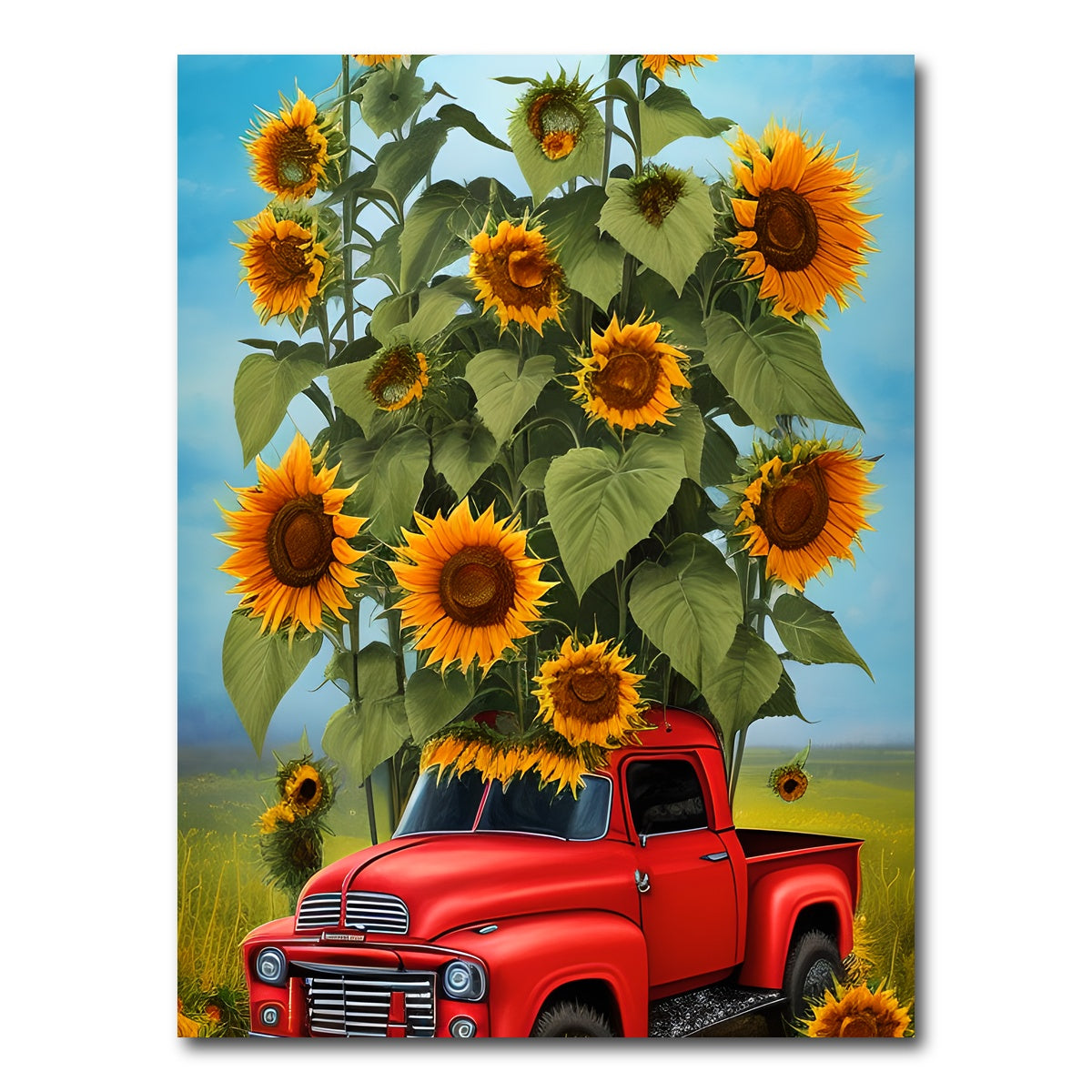 AUTO-MOCKUP WHITE | Sunflower Red Truck | 1 Piece | Gallery Wrap Canvas | group=3x4