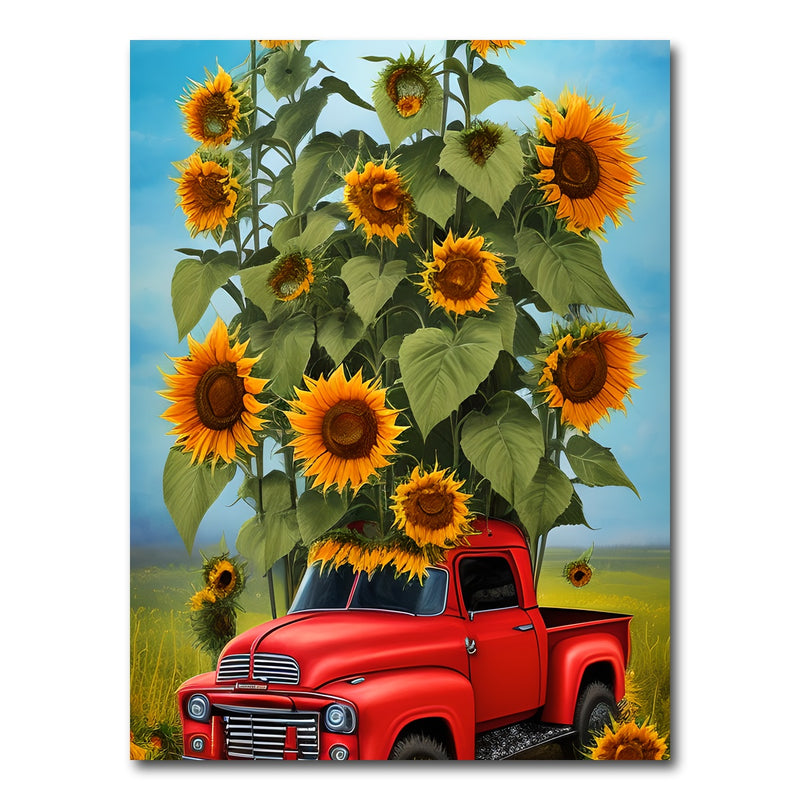 AUTO-MOCKUP WHITE | Sunflower Red Truck | 1 Piece | Gallery Wrap Canvas | group=3x4