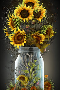 Sunflower in Mason Jar Wall Art