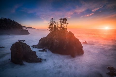 Sunset and Sea Stacks Wall Art