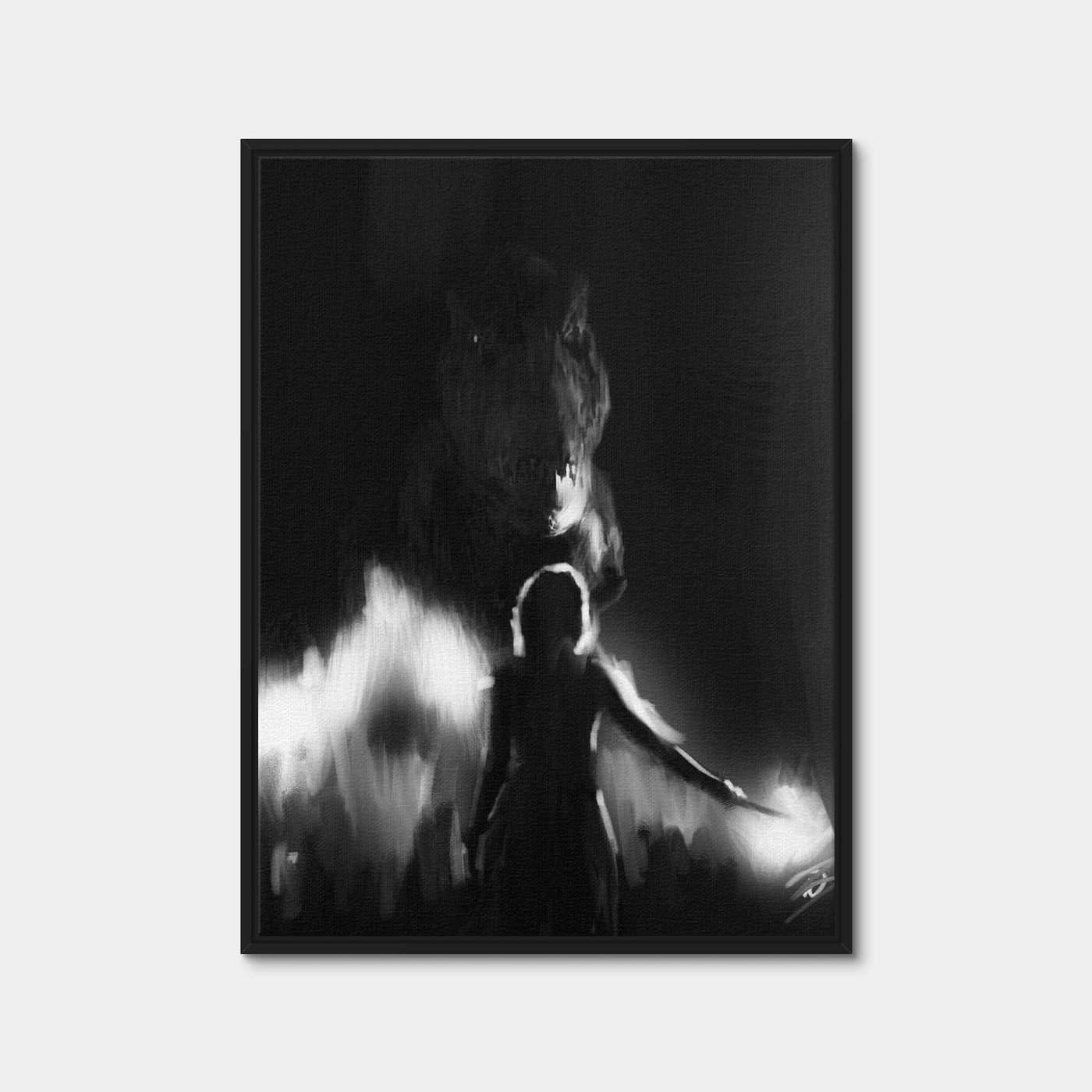 AUTO-MOCKUP WHITE | T-Rex & Claire | 1 Piece | Black Framed Canvas | group=3x4