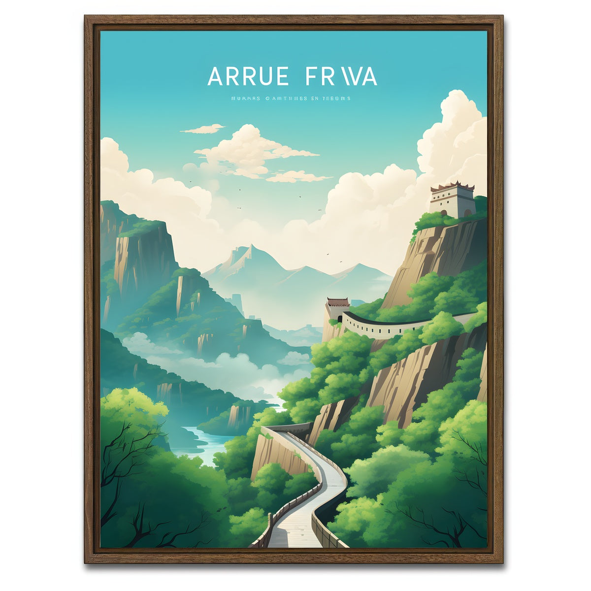 AUTO-MOCKUP WHITE | The Great Wall of China | 1 Piece | Walnut Framed Canvas | group=3x4