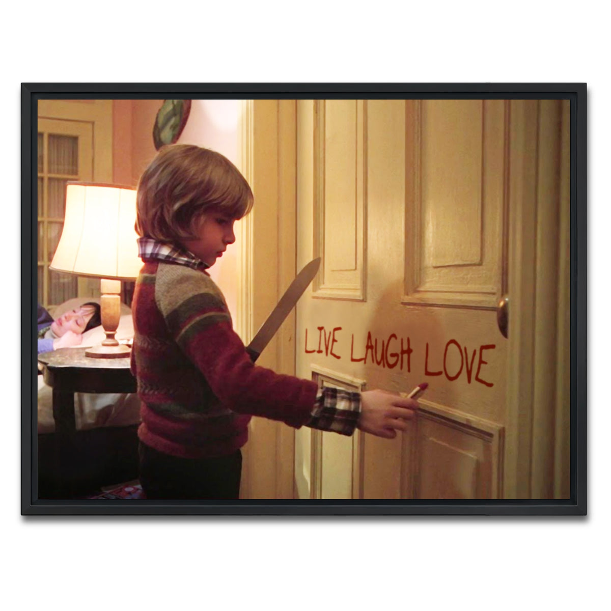 AUTO-MOCKUP WHITE | The Shining - Live Laugh Love | 1 Piece | Black Framed Canvas | group=4x3
