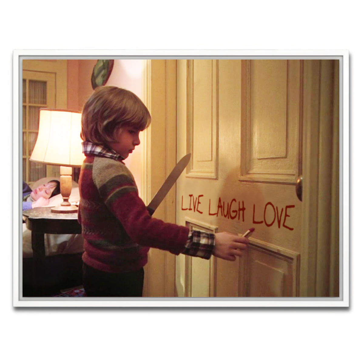 AUTO-MOCKUP WHITE | The Shining - Live Laugh Love | 1 Piece | White Framed Canvas | group=4x3