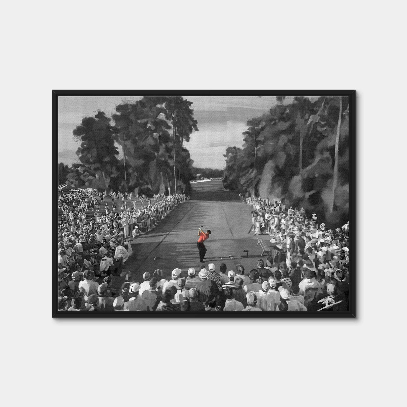 AUTO-MOCKUP WHITE | Tiger on the 18th - Masters | 1 Piece | Black Framed Canvas | group=4x3