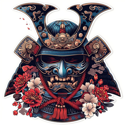 Traditional Japanese Samurai Mask Wall Art