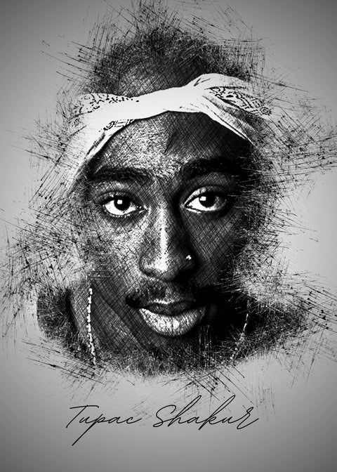 Tupac Shakur Sketch Wall Art