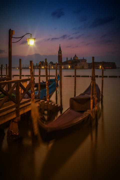 Venice Gondolas during Blue Hour Wall Art
