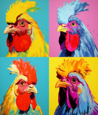 Vibrant Rooster Paintings Wall Art