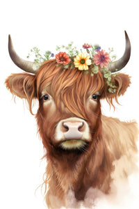 Watercolor Scottish highland cow Wall Art