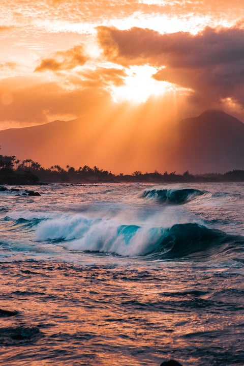 Waves at Sunset Wall Art