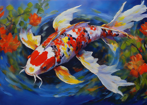 White Koi Fish Painting Wall Art