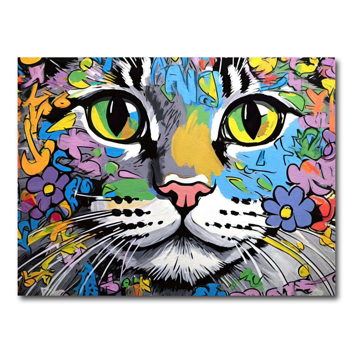 AUTO-MOCKUP WHITE | cat graffiti | 1 Piece | Gallery Wrap Canvas | group=4x3