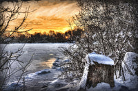 frozen lake at sunset Wall Art