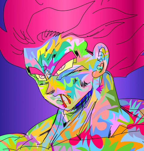 goku blonde pink Wall Art
