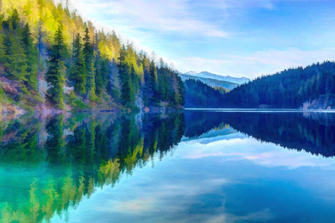 mountain lakeshore Wall Art
