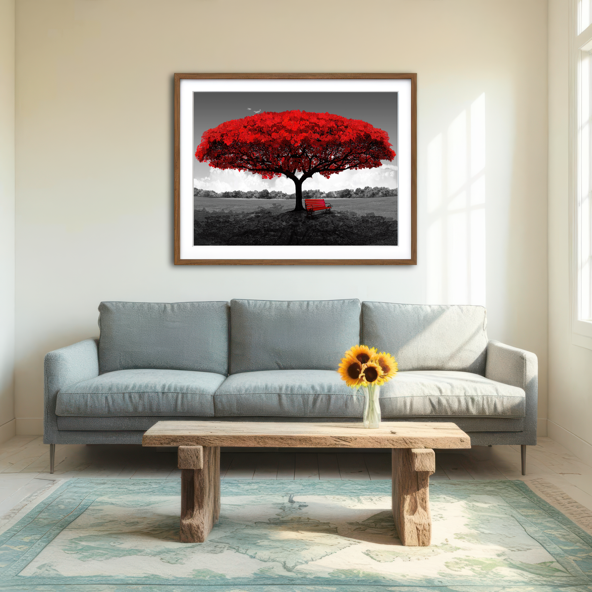 AUTO-MOCKUP ROOM | Red Tree Wall Art