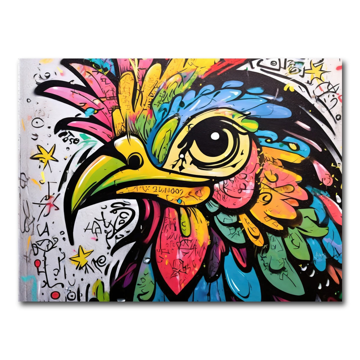 AUTO-MOCKUP WHITE | rooster graffiti | 1 Piece | Gallery Wrap Canvas | group=4x3