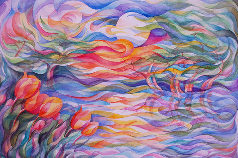 sunset tulips Wall Art